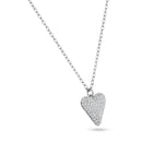 Rhodium Plated 925 Sterling Silver Heart Clear CZ Necklace - STP01844 | Silver Palace Inc.