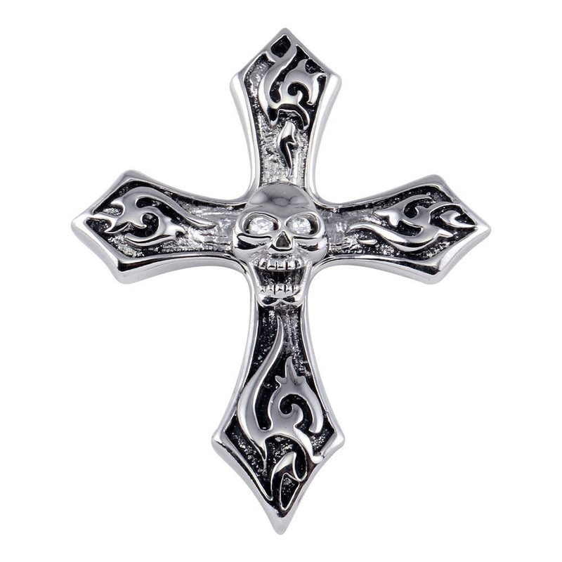 Closeout-Silver 925 Rhodium Plated Skull Cross Pendant - STPM00003 | Silver Palace Inc.
