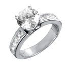 Silver 925 Rhodium Plated Solitaire CZ Ring - STR00024 | Silver Palace Inc.