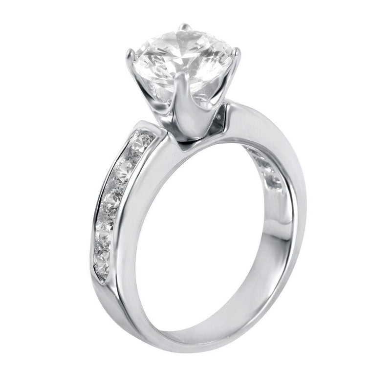 Silver 925 Rhodium Plated Solitaire CZ Ring - STR00024