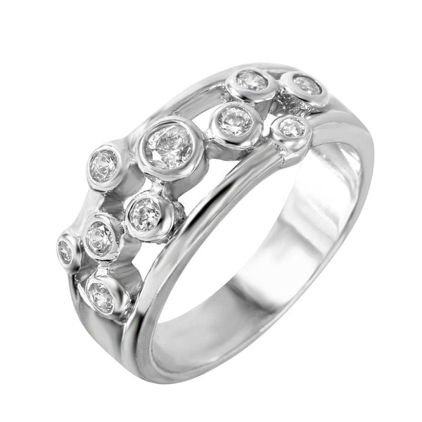 Closeout-Silver 925 Rhodium Plated Pattern CZ Ring - STR00003 | Silver Palace Inc.