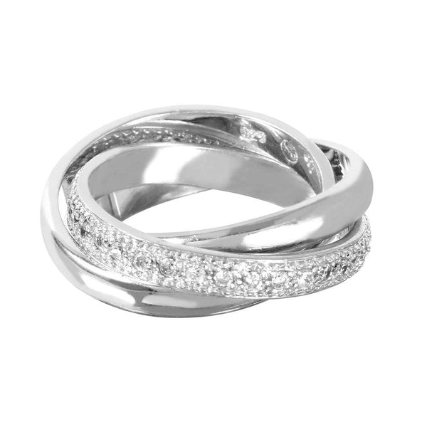 Silver 925 Rhodium Plated CZ Movable Ring - STR00127 | Silver Palace Inc.