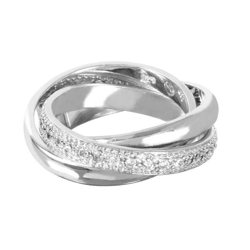 Silver 925 Rhodium Plated CZ Movable Ring - STR00127 | Silver Palace Inc.