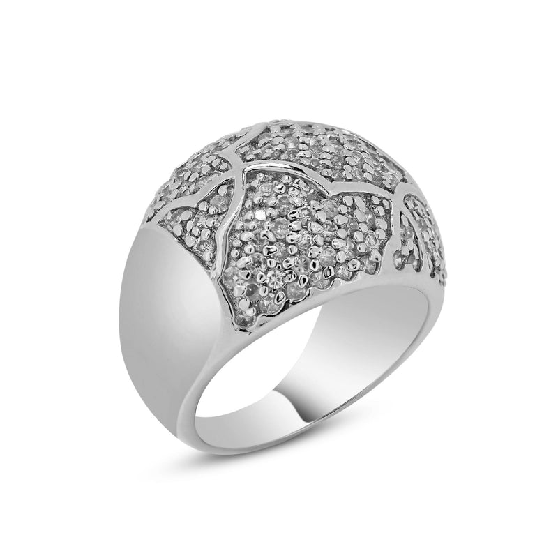 Closeout-Silver 925 Rhodium Plated Pave Set CZ Ring - STR00137 | Silver Palace Inc.