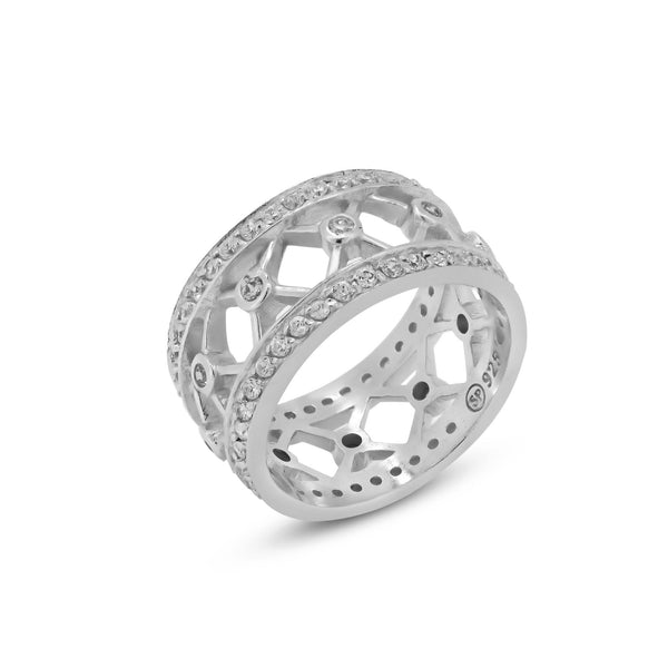 Silver 925 Rhodium Plated CZ Eternity Ring - STR00174 | Silver Palace Inc.