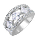 Closeout-Silver 925 Rhodium Plated 5 Princess Cut CZ Ring - STR00208 | Silver Palace Inc.