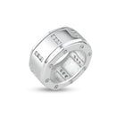 Rhodium Plated 925 Sterling Silver Wide CZ Band - STR00209