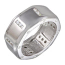 Rhodium Plated 925 Sterling Silver Wide CZ Band - STR00209