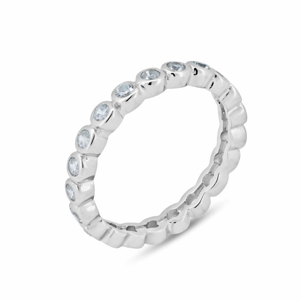 Silver 925 Rhodium Plated CZ Stackable Eternity Ring - STR00215 | Silver Palace Inc.