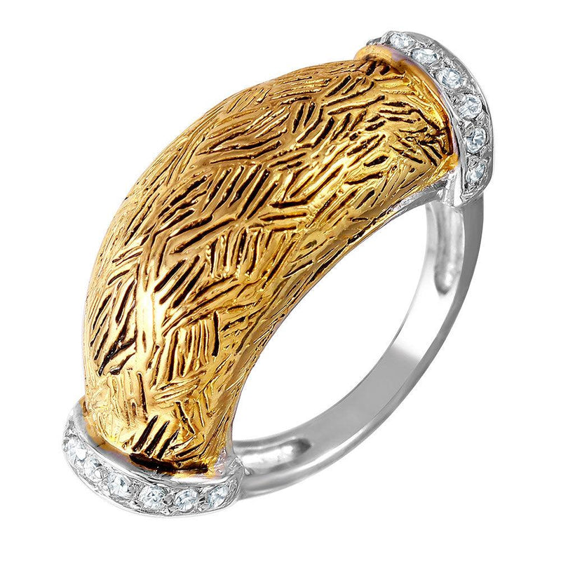 Closeout-Silver 925 2 Toned Rhodium Plated and Gold Plated with CZ Ring - STR00270 | Silver Palace Inc.