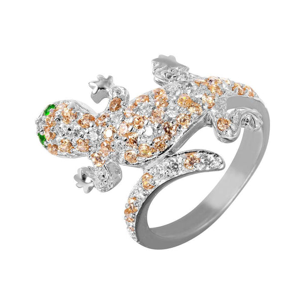Closeout-Silver 925 Rhodium Plated Multi Color CZ Lizard Ring - STR00367 | Silver Palace Inc.