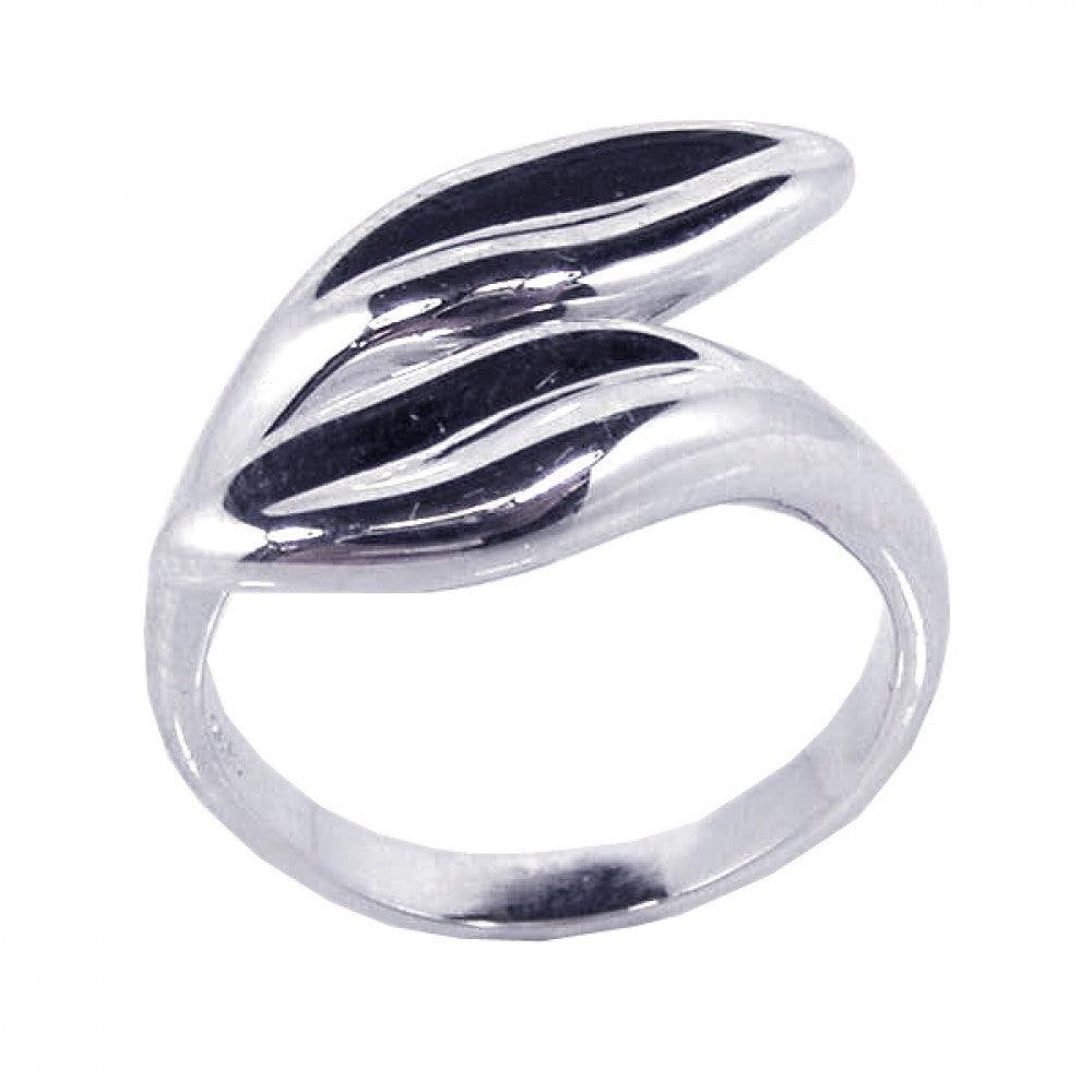 Clearance-Silver 925 Rhodium Plated Twin Leaf Ring - STR00384
