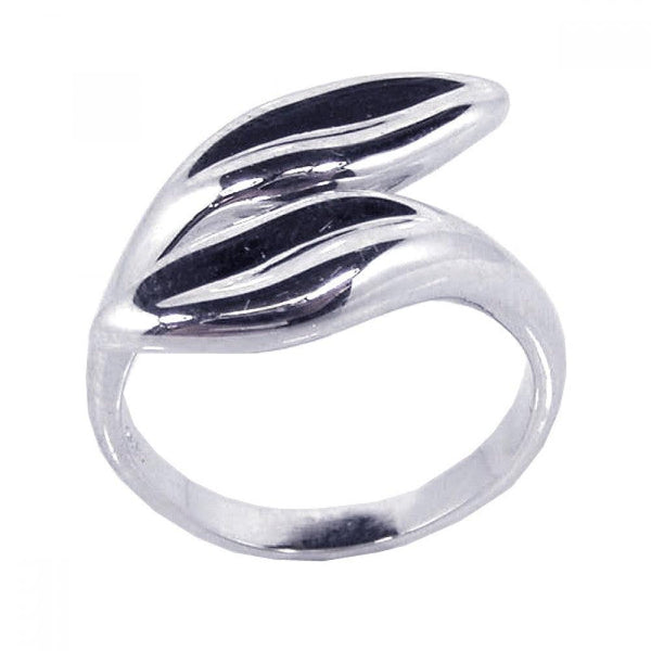 Closeout-Silver 925 Rhodium Plated Twin Leaf Ring - STR00384 | Silver Palace Inc.