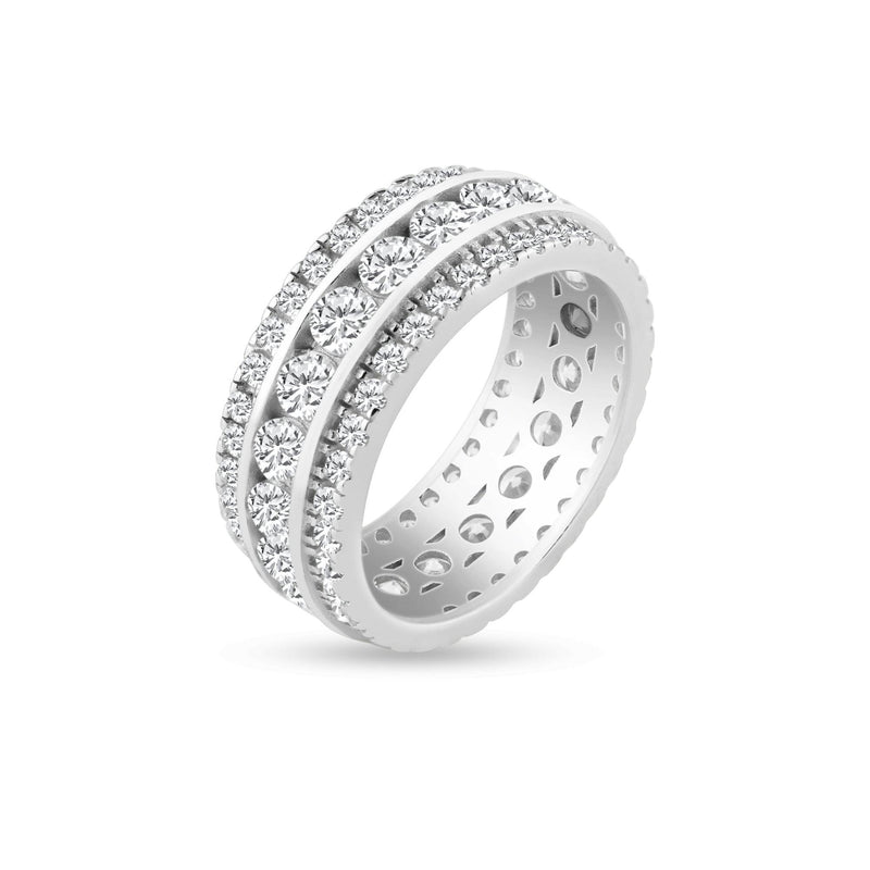 Silver Rhodium Plated CZ Eternity Channel Ring - STR00450 | Silver Palace Inc.