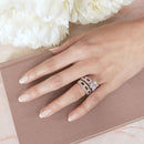 Silver 925 Rhodium Plated Blue Baguette and Clear CZ Ornate Ring - STR00482