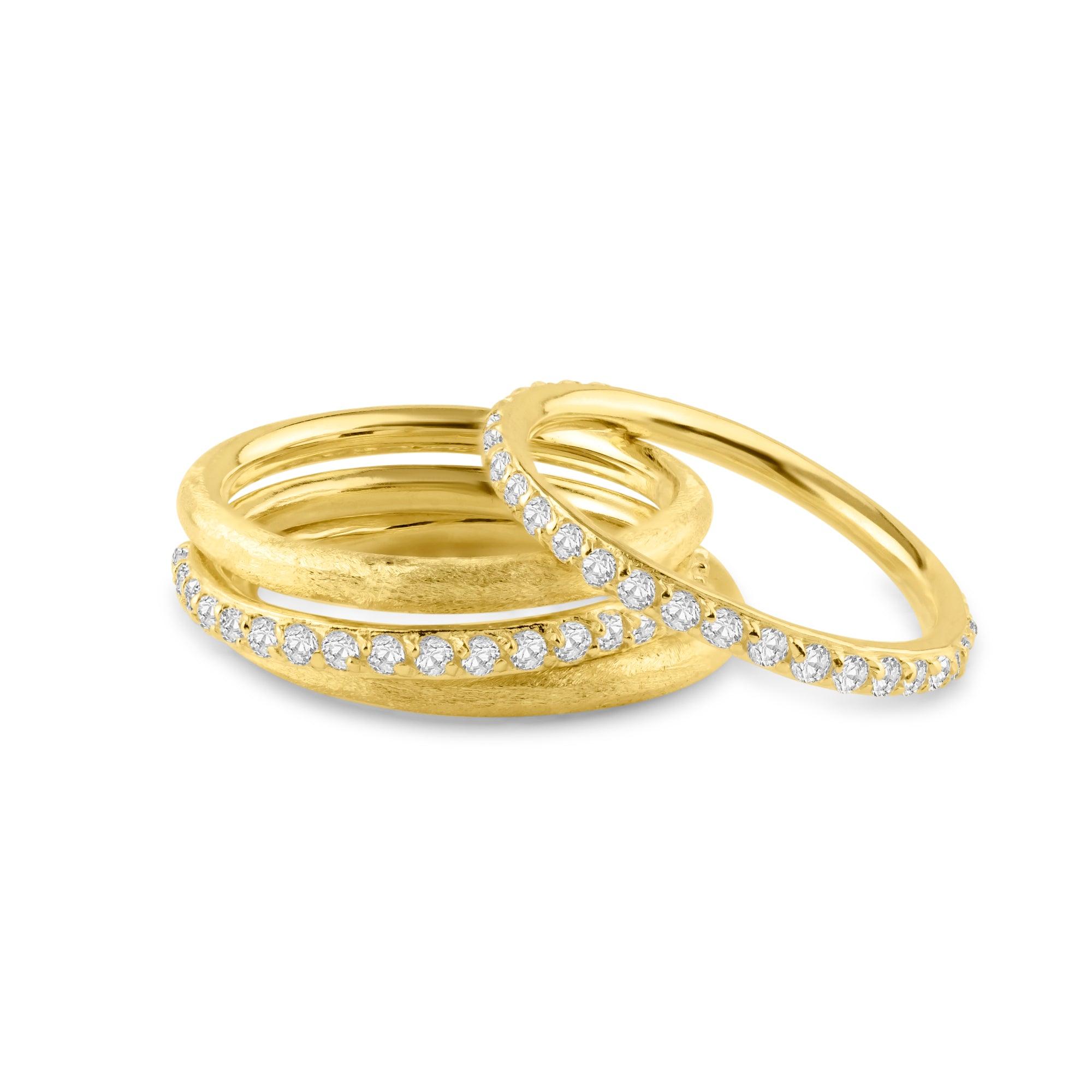 Juego de anillos con circonita cúbica bañados en oro y plata 925 - STR00517GP