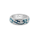 Silver 925 Rhodium Plated Blue Enamel Pave Set CZ Eternity Ring - STR00522