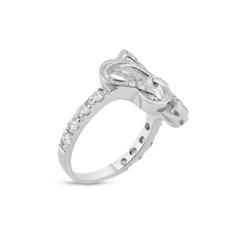 Silver 925 Rhodium Plated CZ Fleur De Lis Ring - STR00529