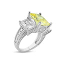 Silver 925 Rhodium Plated Yellow Center and Clear CZ Ring - STR00537