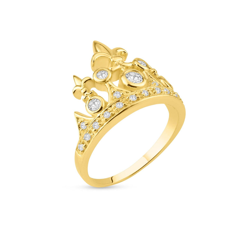 Anillo de corona de tiara con circonita cúbica chapada en oro de plata 925 - STR00540