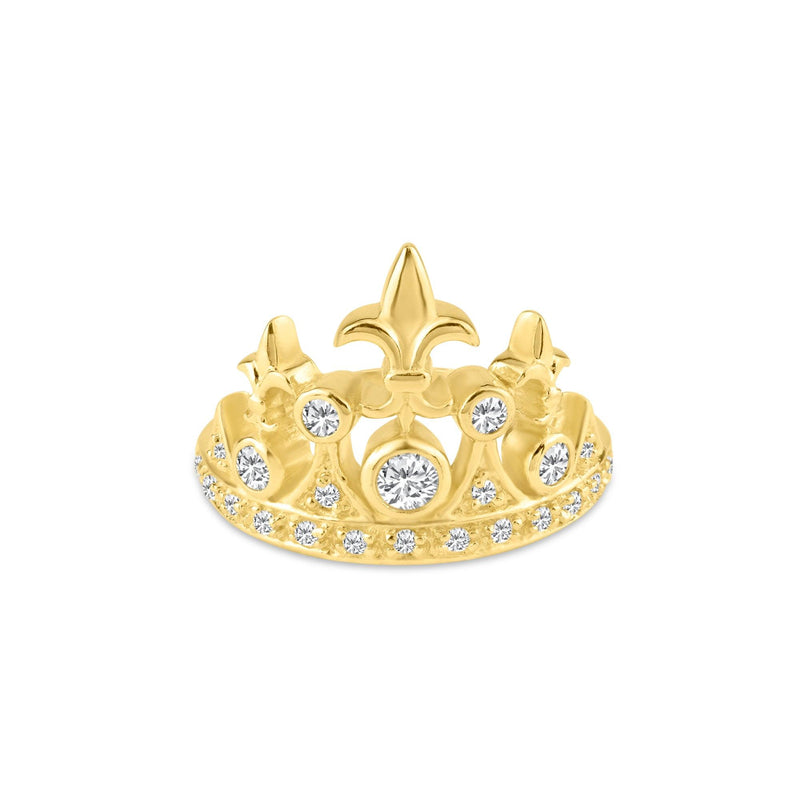 Silver 925 Gold Plated CZ Tiara Crown Ring - STR00540 | Silver Palace Inc.
