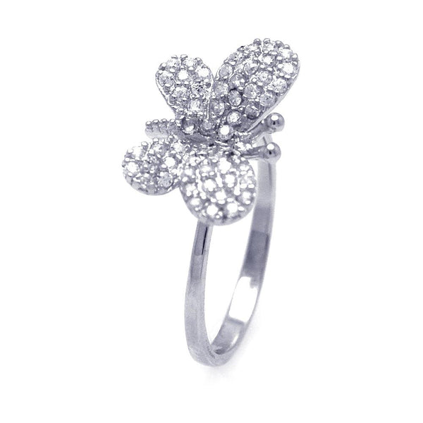 Silver 925 Rhodium Plated Butterfly CZ Ring - STR00569 | Silver Palace Inc.
