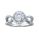 Silver 925 Rhodium Plated Clear Center CZ Intertwining Ring - STR00645 | Silver Palace Inc.