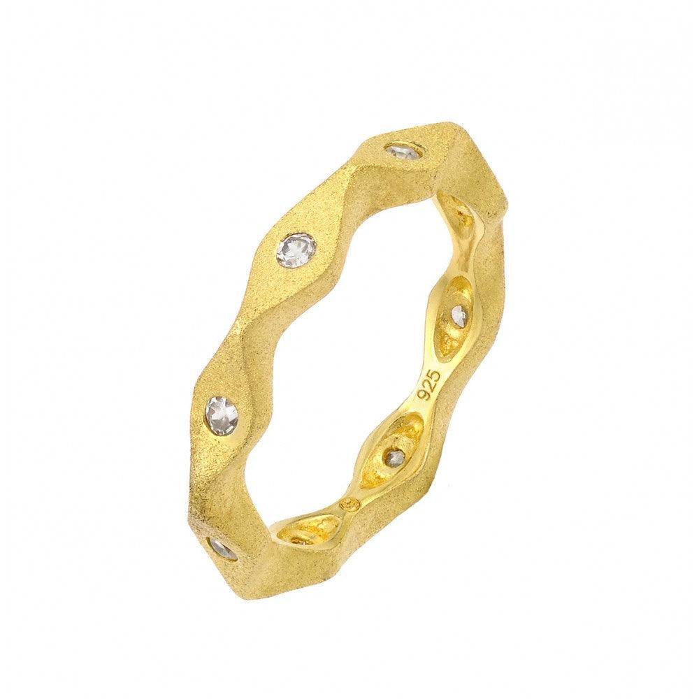 Silver 925 Gold Plated Infinity Clear CZ Ring - STR00879 | Silver Palace Inc.
