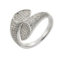Silver 925 Rhodium Plated Two Tear Pear CZ Ring - STR00928 | Silver Palace Inc.
