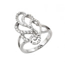 Silver 925 Rhodium Plated Filigree Round Clear CZ Ring - STR00943 | Silver Palace Inc.