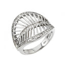 Silver 925 Rhodium Plated Clear CZ Filigree Leaf Ring - STR00972 | Silver Palace Inc.