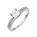 Silver 925 Rhodium Plated Clear Princess Cut CZ Ring - STR00996 | Silver Palace Inc.