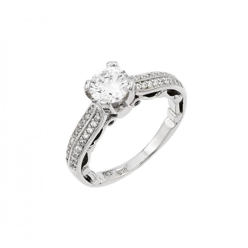 Silver 925  Rhodium Plated Clear Pave Set CZ Solitaire Ring - STR00997 | Silver Palace Inc.