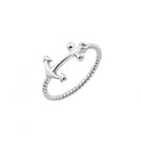 Silver 925 Rhodium Plated Round Clear CZ Anchor Rope Ring - STR01002 | Silver Palace Inc.