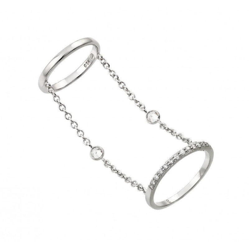 Silver 925 Rhodium Plated Small Round CZ Slave Wire Ring - STR01011 | Silver Palace Inc.