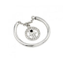 Silver 925 Rhodium Plated Hamsa Circle Black CZ Ring - STR01012 | Silver Palace Inc.
