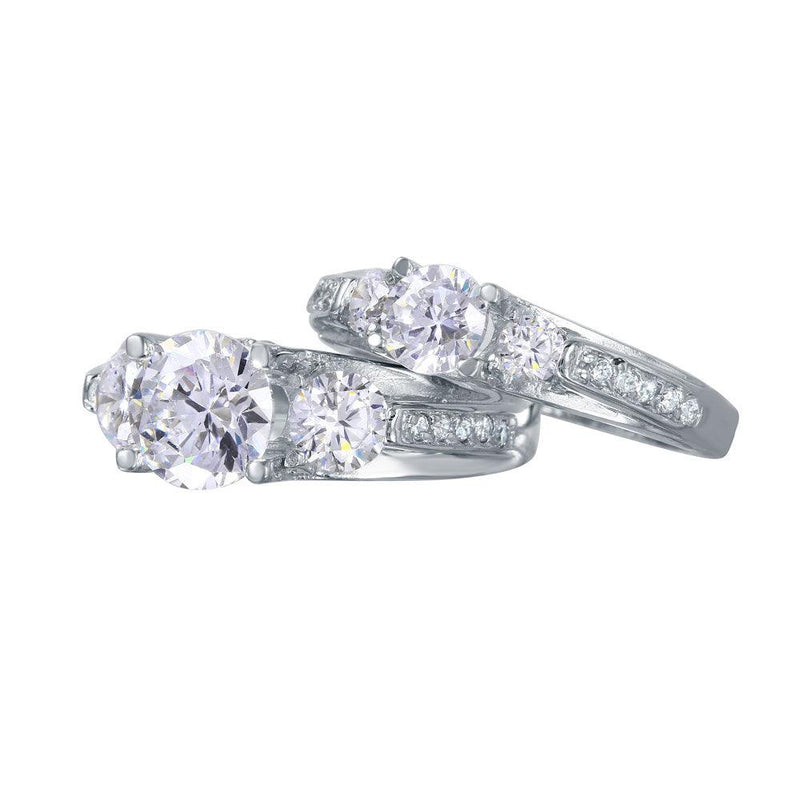 Rhodium Plated 925 Sterling Silver Stackable CZ Rings - STR01018