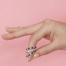 Silver 925 Rhodium Plated Blue Baguette and Round Clear CZ Ring - STR01019