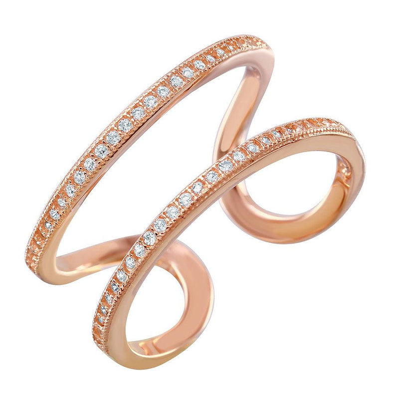 Silver 925 Rose Gold Plated Entangling Ring - STR01022RGP | Silver Palace Inc.
