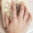 Silver 925 Rhodium Plated Wide Open Star Ring - STR01042