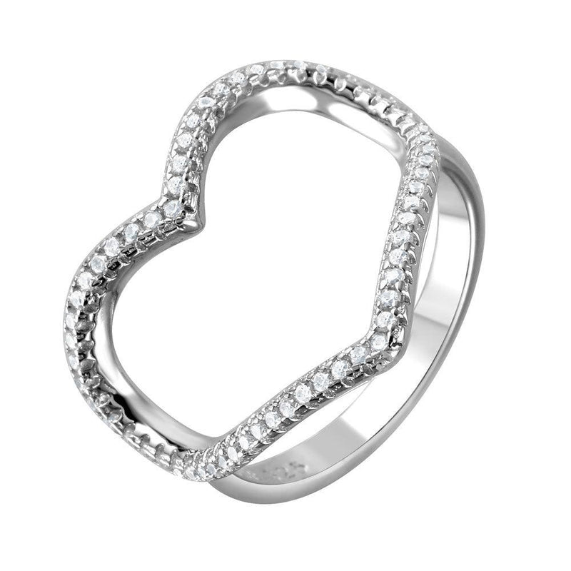 Silver 925 Rhodium Plated Wide Open Heart Ring - STR01043 | Silver Palace Inc.