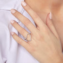 Silver 925 Rhodium Plated Wide Open Heart Ring - STR01043