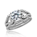 Silver 925 Rhodium Plated Heart Engagement CZ Silver Ring with 7mm Center - STR01050 | Silver Palace Inc.