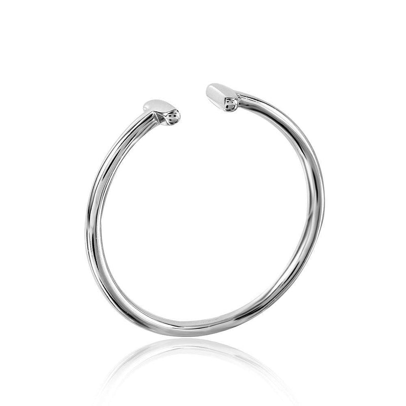 Rhodium Plated 925 Sterling Silver Plain Open T Ring - STR01057 | Silver Palace Inc.
