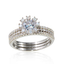 Silver 925 Rhodium Plated Micro Pave Bridal CZ Two Piece Adjustable Set - STR01066 | Silver Palace Inc.