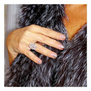 Rhodium Plated 925 Sterling Silver Oval Shape Ring with Rectangle CZ - STR01068