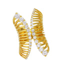Silver 925 Gold Plated Adjustable Spiral Ring with Clear Journey CZ - STR01071GP | Silver Palace Inc.
