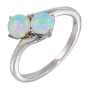 Silver 925 Rhodium Plated Twin CZ Opal Ring - STR01076 | Silver Palace Inc.