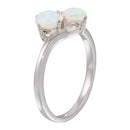 Rhodium Plated 925 Sterling Silver Twin CZ Opal Ring - STR01076