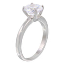 Anillo solitario redondo de circonita cúbica en plata de ley 925 rodiada - STR01078